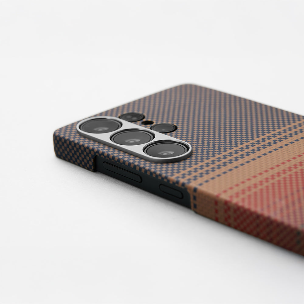 Galaxy S25 Ultra Case M-safe Charging Feature Aramid Fiber Pitaka Tactile Woven Sunset-Moonrise Series Cover Brown