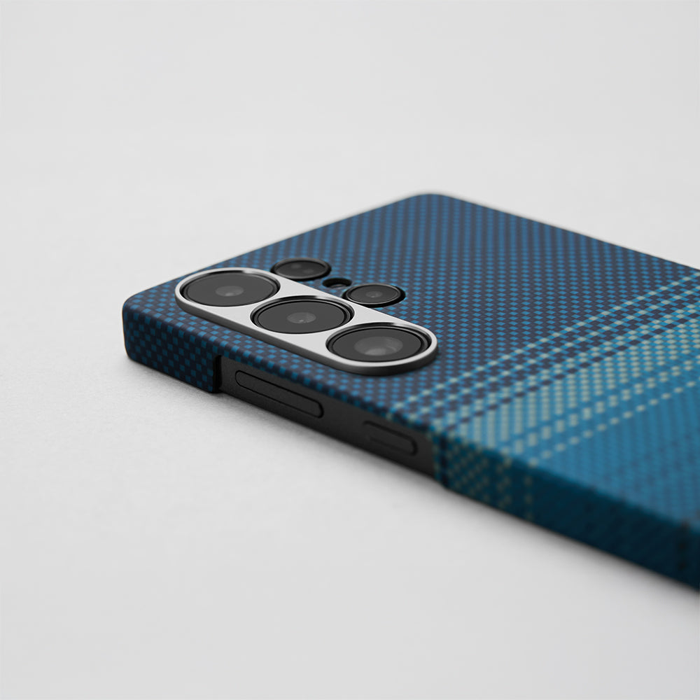 Galaxy S25 Ultra Kılıf M-safe Şarj Özellikli Aramid Fiber Pitaka Tactile Woven Sunset-Moonrise Serisi Kapak Kahverengi