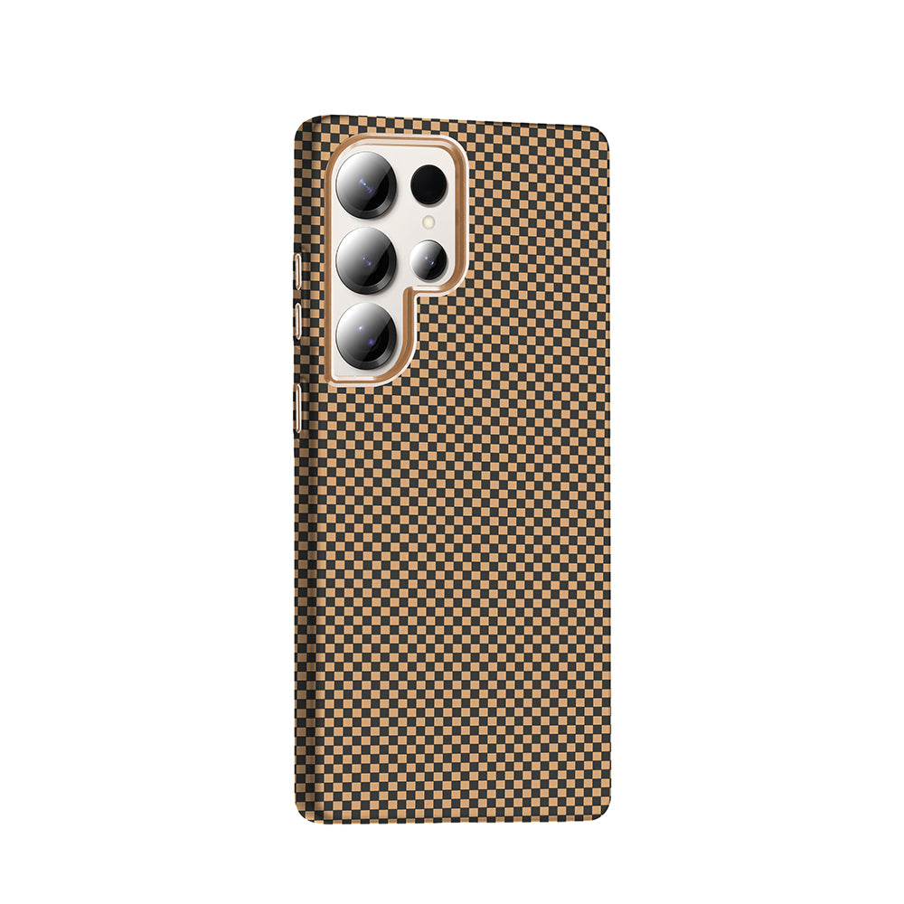 Galaxy S25 Ultra Case with M-safe Charging Function Carbon Fiber Look Zore Gros Cover Navy Blue