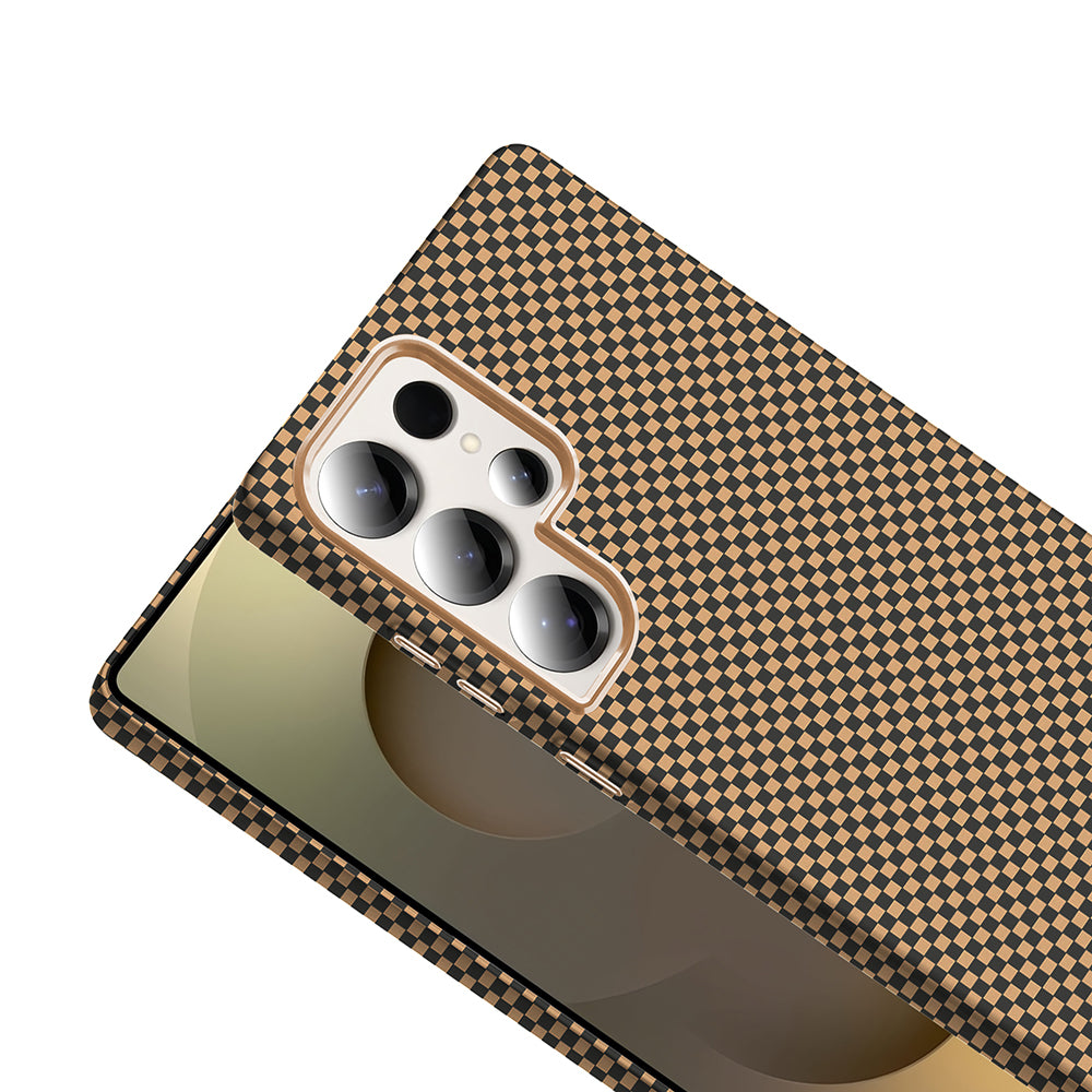 Galaxy S25 Ultra Case with M-safe Charging Function Carbon Fiber Look Zore Gros Cover Gray-Black