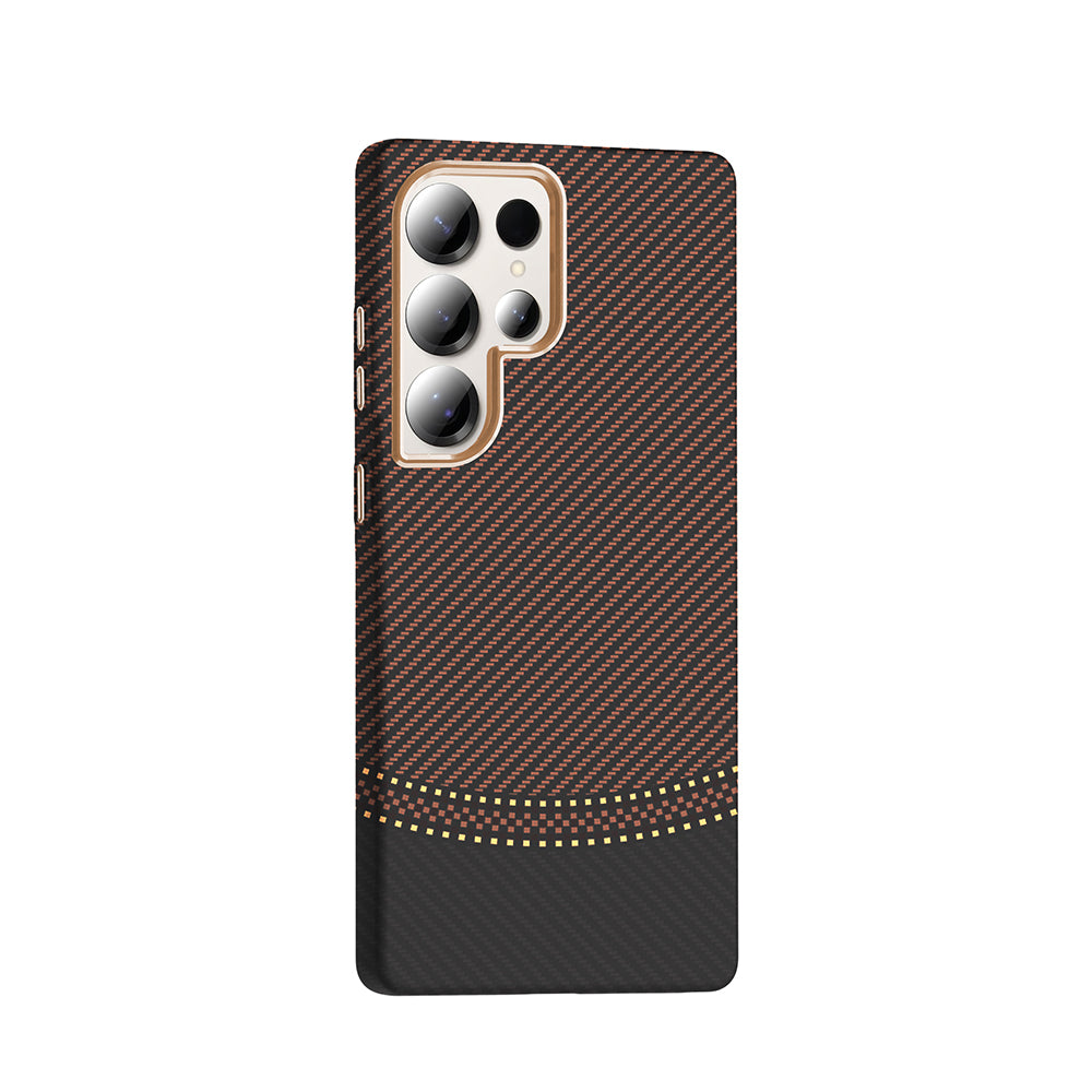 Galaxy S25 Ultra Case with M-safe Charging Function Carbon Fiber Look Zore Gros Cover Navy Blue