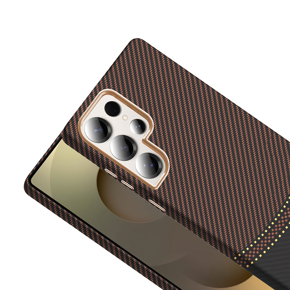 Galaxy S25 Ultra Case with M-safe Charging Function Carbon Fiber Look Zore Gros Cover Gray-Black