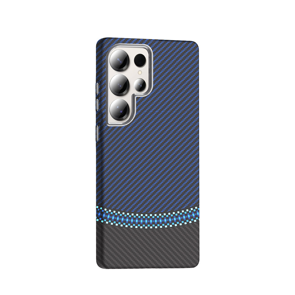 Galaxy S25 Ultra Case with M-safe Charging Function Carbon Fiber Look Zore Gros Cover Gold-Black