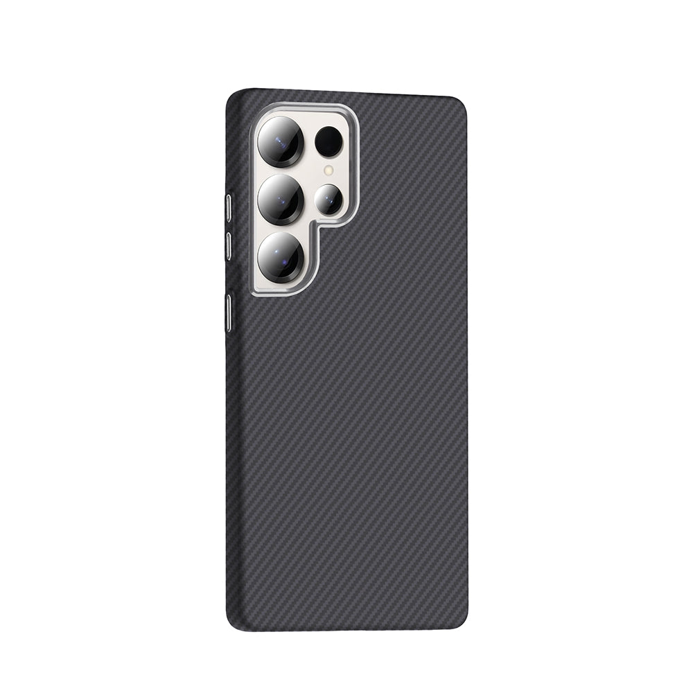 Galaxy S25 Ultra Case with M-safe Charging Function Carbon Fiber Look Zore Gros Cover Gold-Black