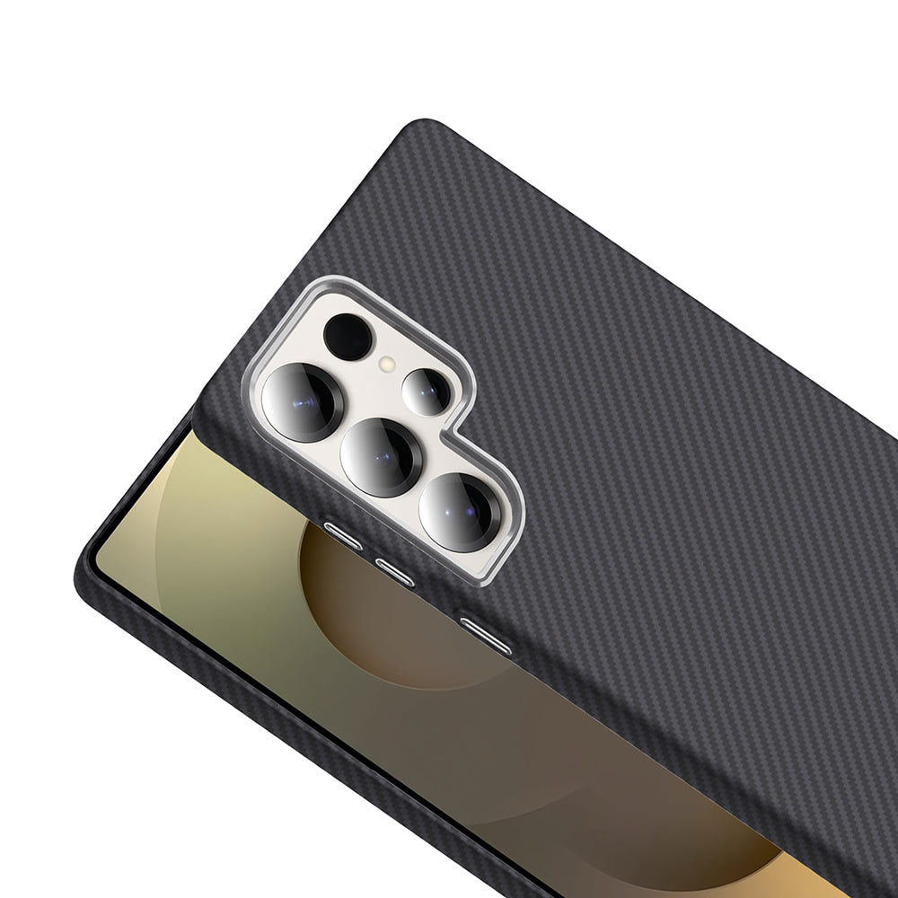 Galaxy S25 Ultra Case with M-safe Charging Function Carbon Fiber Look Zore Gros Cover Gold-Black