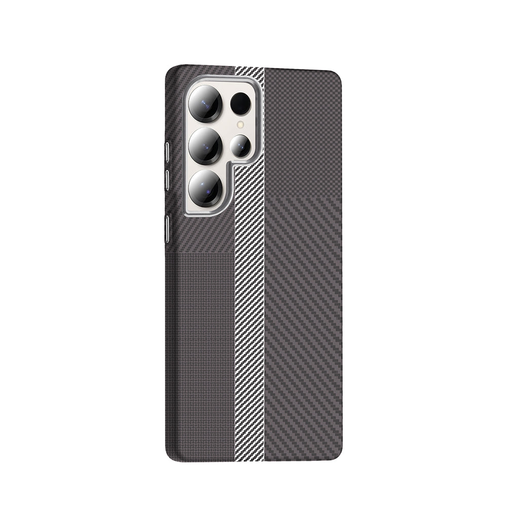Galaxy S25 Ultra Case M-safe Charging Function Carbon Fiber Look Zore Gros Cover Desert Titanium