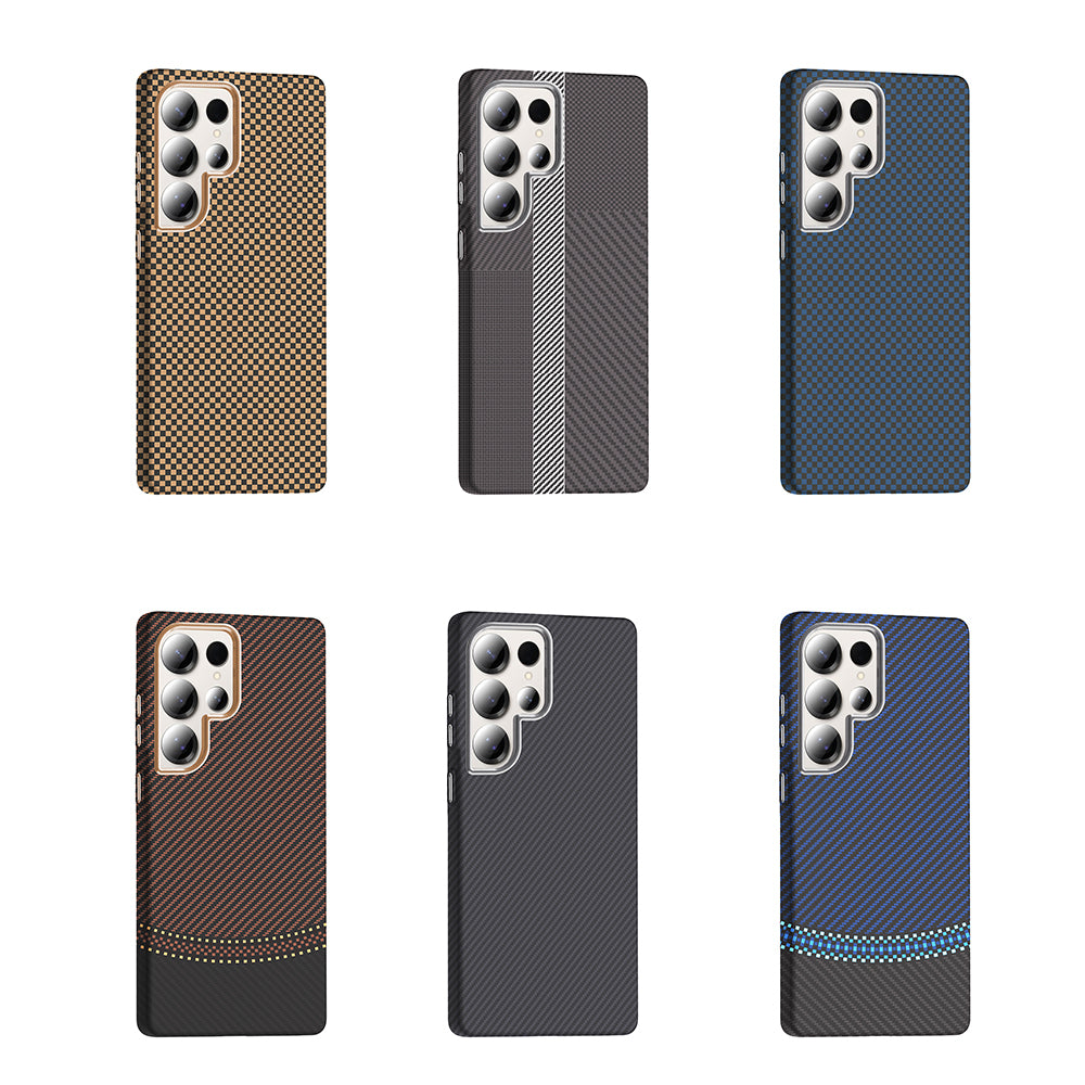 Galaxy S25 Ultra Case with M-safe Charging Function Carbon Fiber Look Zore Gros Cover Gray-Black