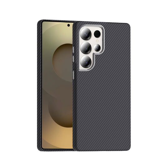 Galaxy S25 Ultra Case with M-safe Charging Function Carbon Fiber Look Zore Gros Cover Black