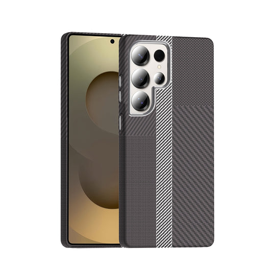 Galaxy S25 Ultra Case with M-safe Charging Function Carbon Fiber Look Zore Gros Cover Gray-Black