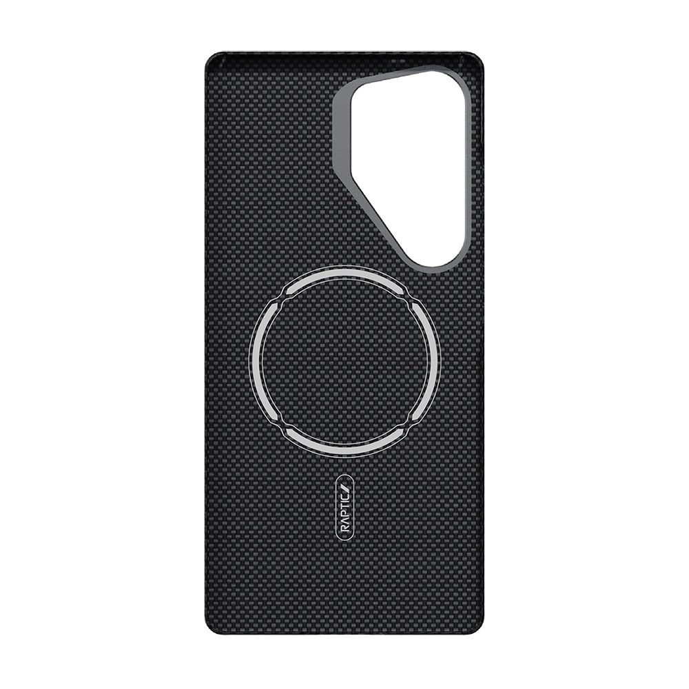 Galaxy S25 Ultra Case with M-safe Charging Feature, 600D Metal Camera Frame, Raptic Aramid Fiber Croxx Mondrian Series Cover, Black
