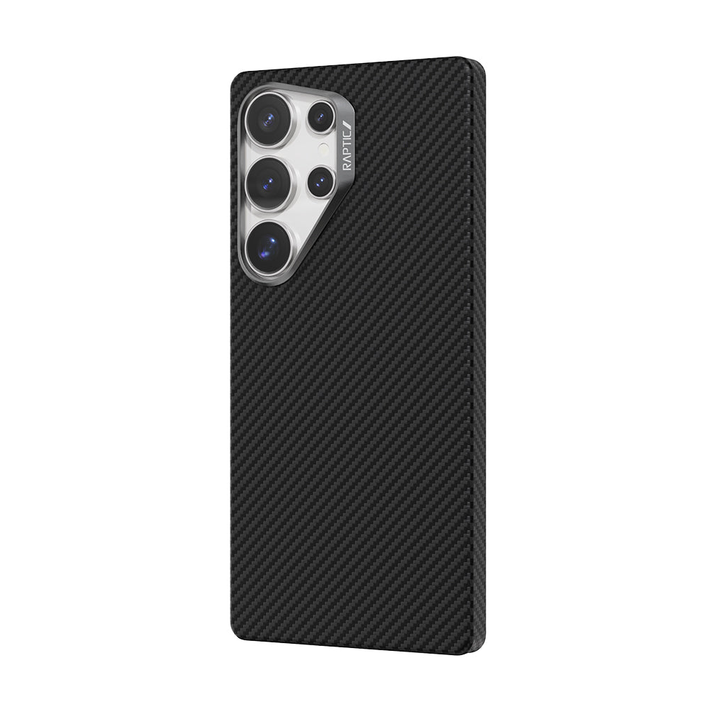 Galaxy S25 Ultra Case with M-Safe Charging Feature, 600D Metal Camera Frame, Raptic Aramid Fiber Series Cover, Black