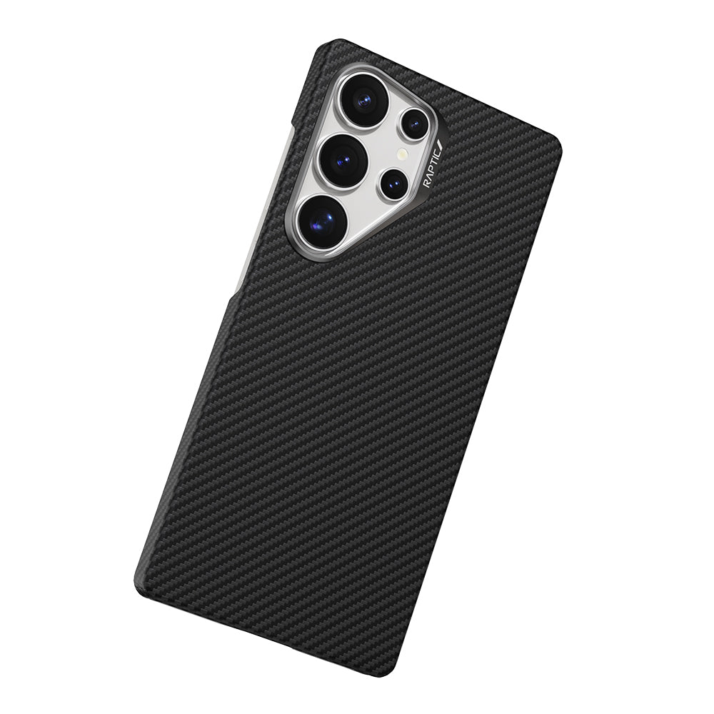 Galaxy S25 Ultra Case with M-Safe Charging Feature, 600D Metal Camera Frame, Raptic Aramid Fiber Series Cover, Black