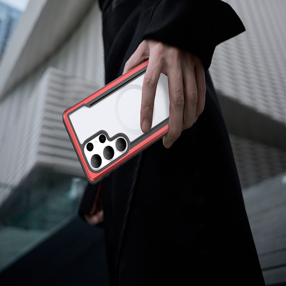 Galaxy S25 Ultra Kılıf M-safe Şarj Özellikli Airbagli Raptic Shield Serisi Şeffaf Arka Yüzey Kapak Siyah