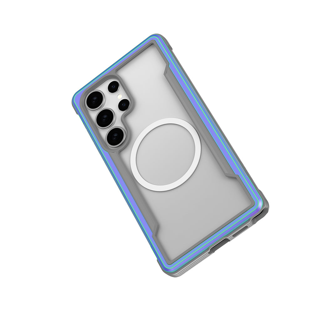 Galaxy S25 Ultra Kılıf M-safe Şarj Özellikli Airbagli Raptic Shield Serisi Şeffaf Arka Yüzey Kapak Kırmızı