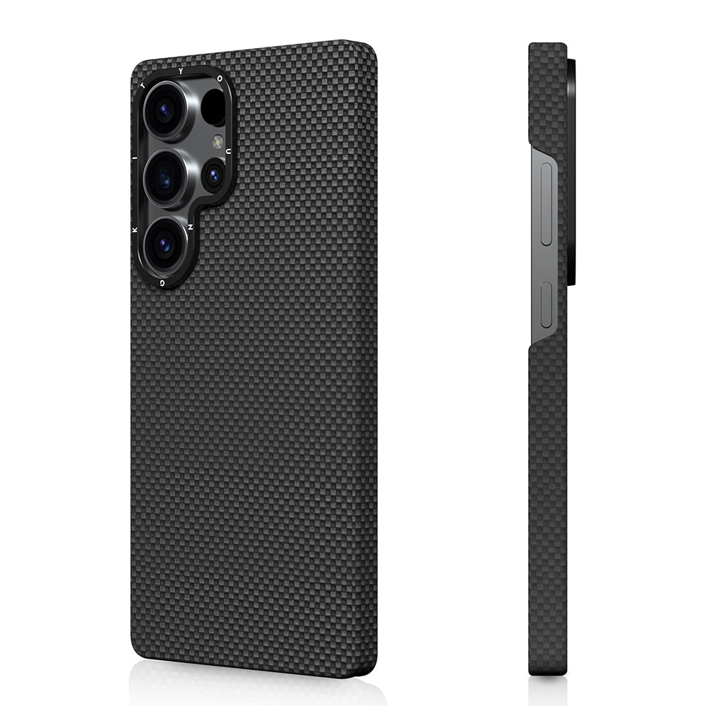 Galaxy S25 Ultra Kılıf M-safe Şarj Özellikli Aramid Fiber Youngkit 1500D Kevlar Extreme Wing Serisi Kapak Siyah