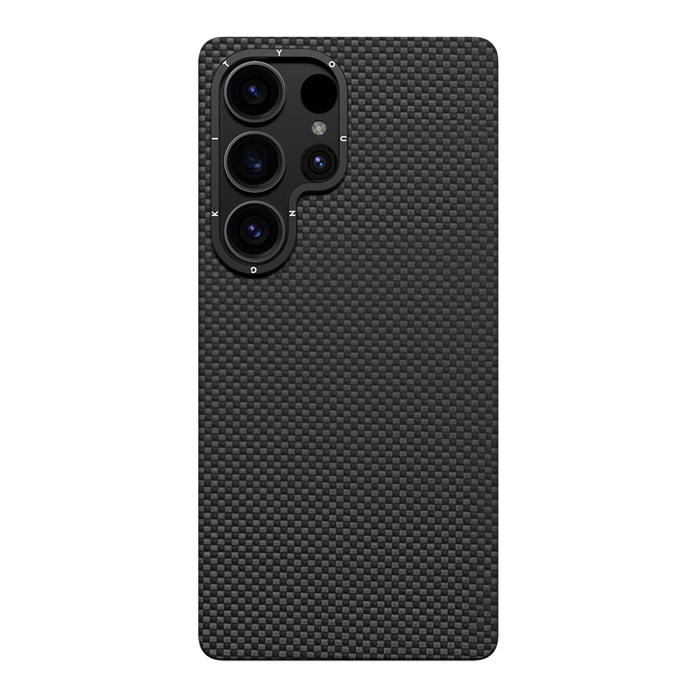 Galaxy S25 Ultra Kılıf M-safe Şarj Özellikli Aramid Fiber Youngkit 1500D Kevlar Extreme Wing Serisi Kapak Siyah