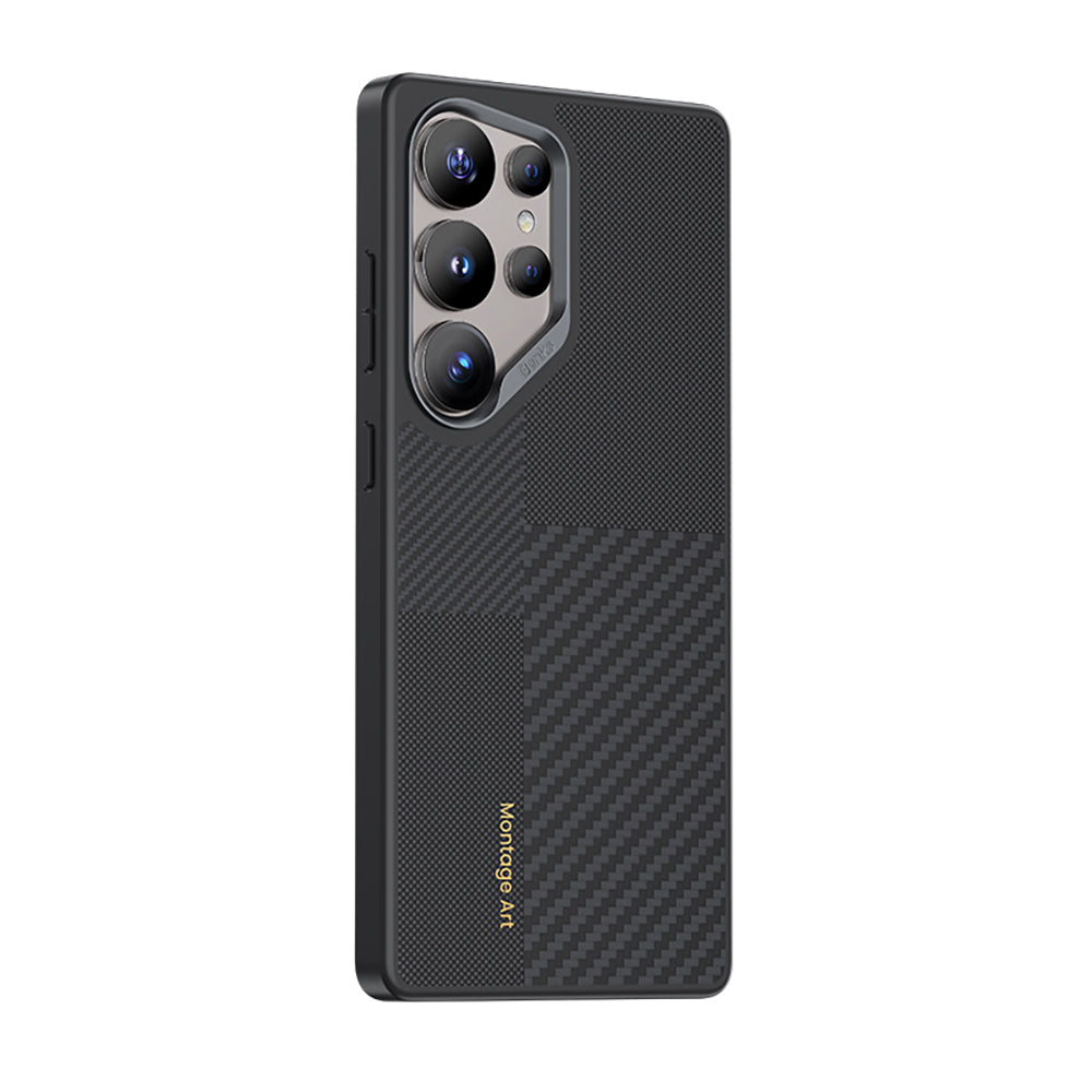Galaxy S25 Ultra Kılıf M-safe Şarj Özellikli Karbon Fiber Benks Montage Hybrid ArmorPro Kevlar Kapak Siyah