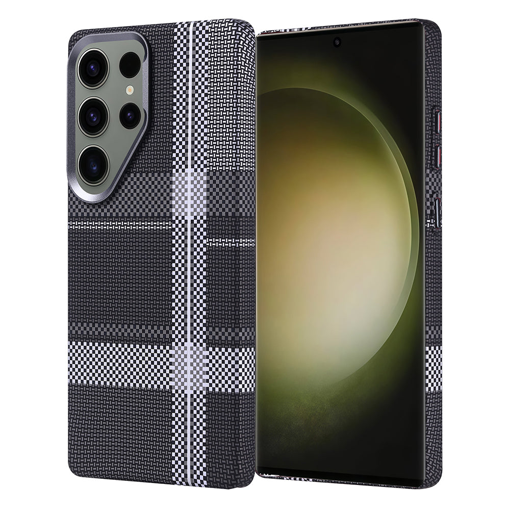 Galaxy S25 Ultra Case M-safe Charging Feature Carbon Fiber Look Zore Next Cover Gray-Black
