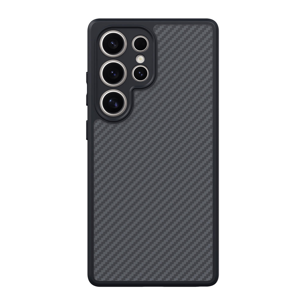 Galaxy S25 Ultra Case with M-safe Charging Function Carbon Fiber Design Zore Elnino Cover Black