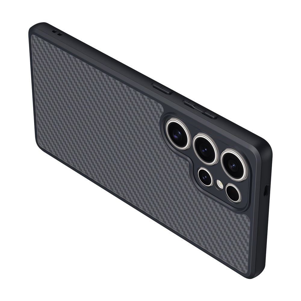 Galaxy S25 Ultra Case with M-safe Charging Function Carbon Fiber Design Zore Elnino Cover Black