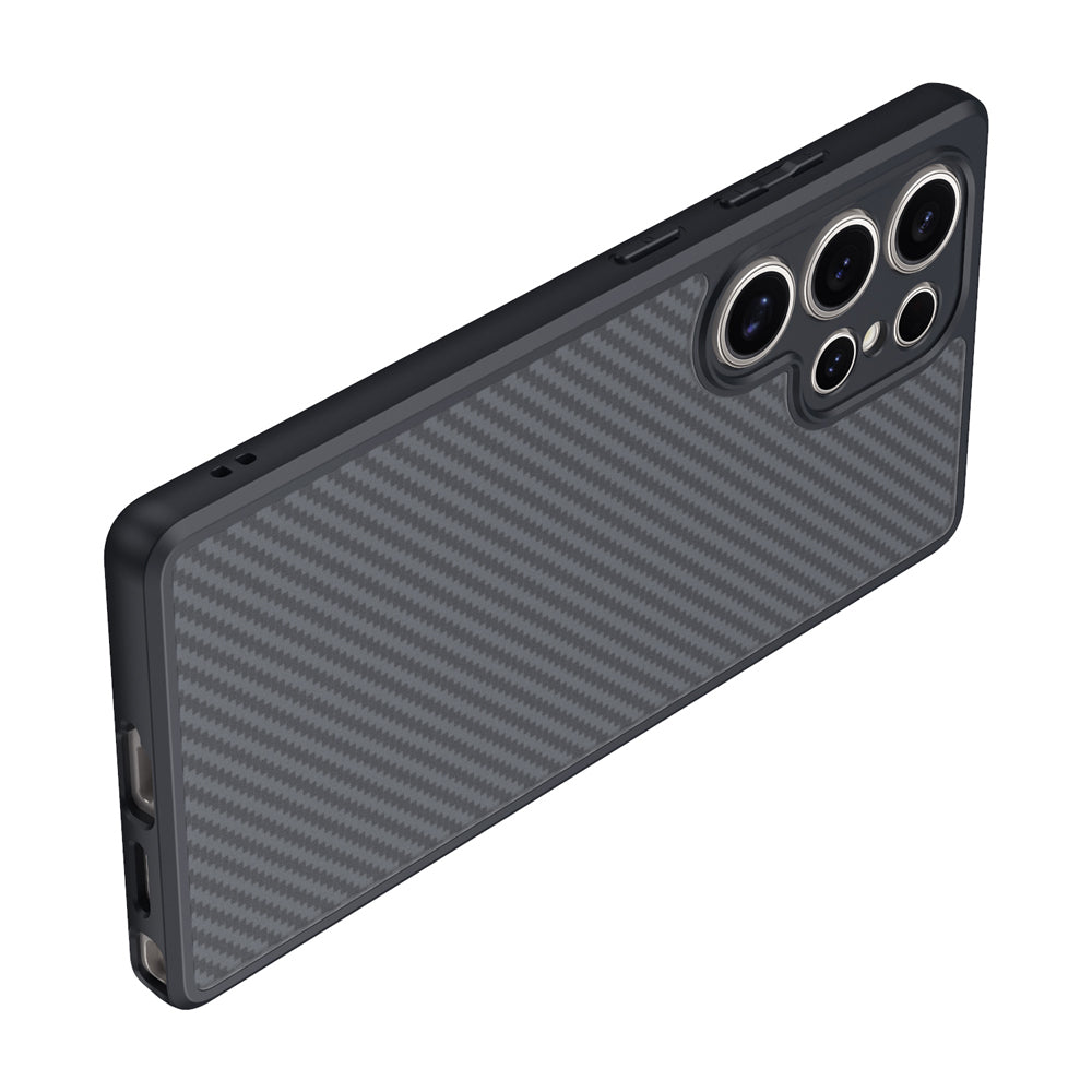 Galaxy S25 Ultra Case with M-safe Charging Function Carbon Fiber Design Zore Elnino Cover Black