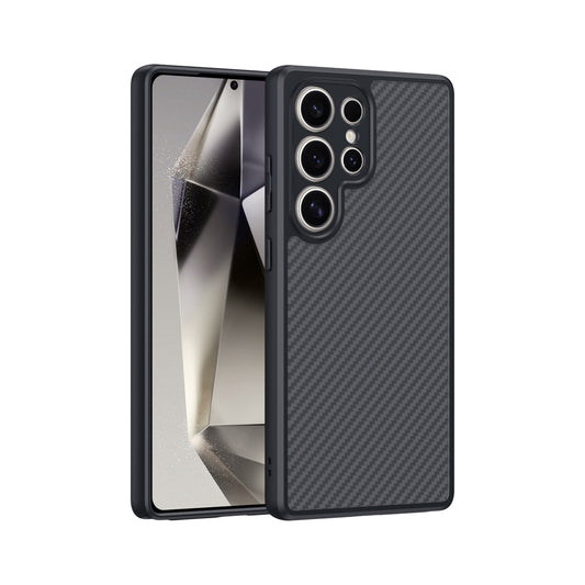 Galaxy S25 Ultra Case with M-safe Charging Function Carbon Fiber Design Zore Elnino Cover Black