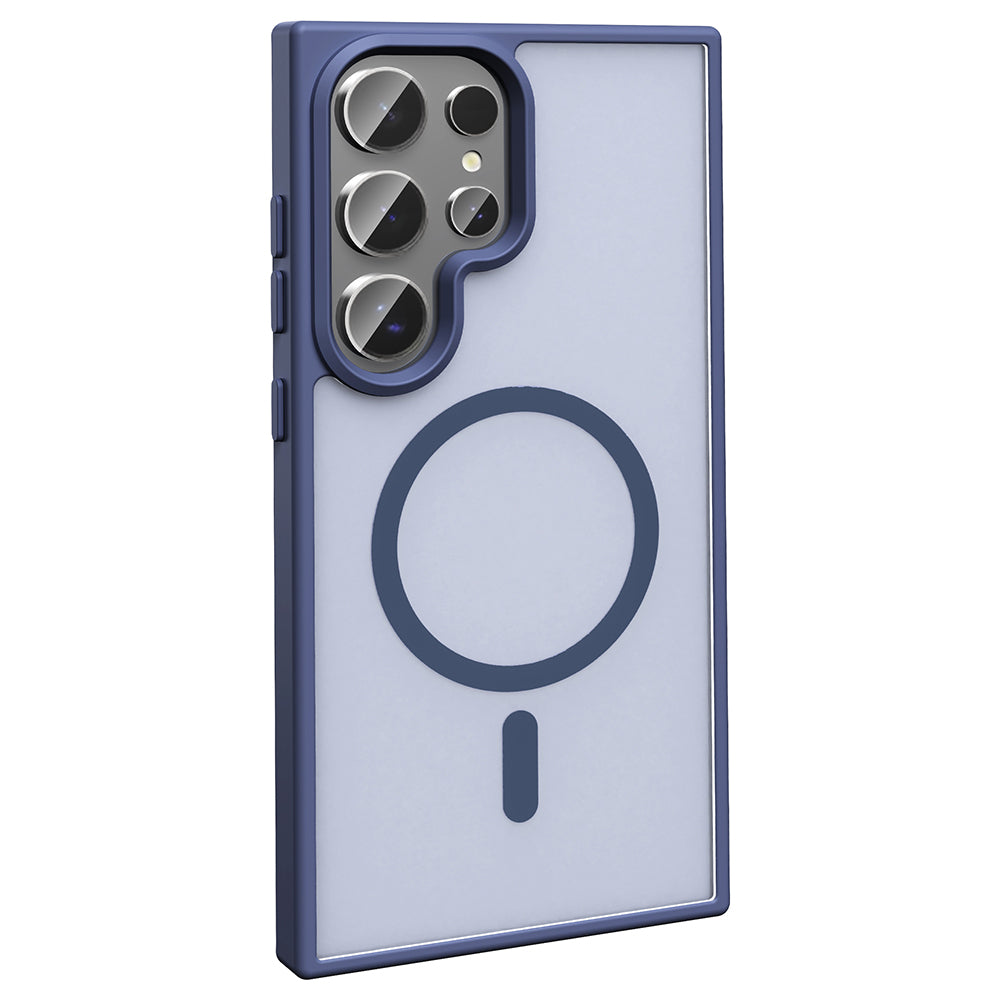 Galaxy S25 Ultra Case M-safe Charging Feature Matte Back Surface Zore Sio Cover Navy Blue