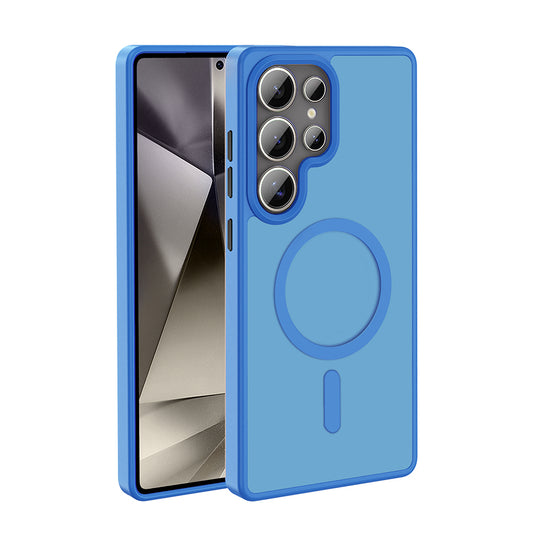 Galaxy S25 Ultra Case M-safe Charging Matte Back Surface Zore Sio Cover Blue