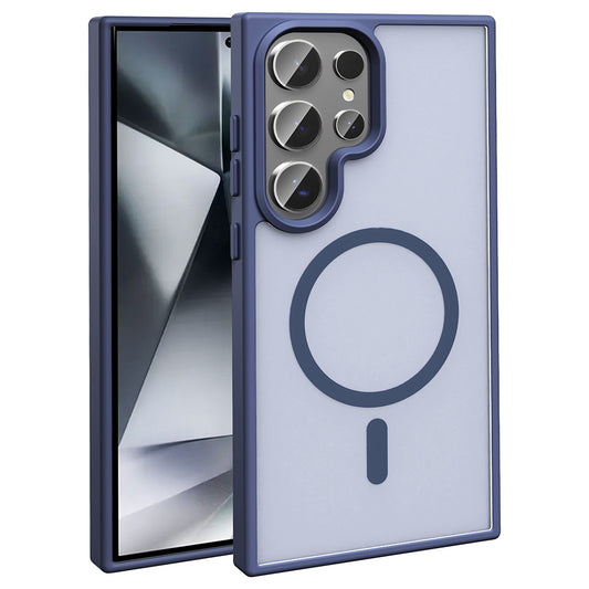 Galaxy S25 Ultra Case M-safe Charging Feature Matte Back Surface Zore Sio Cover Navy Blue