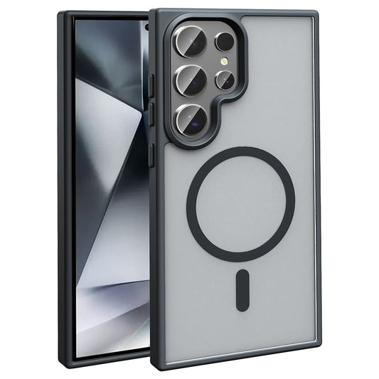 Galaxy S25 Ultra Case M-safe Charging Feature Matte Back Surface Zore Sio Cover Black