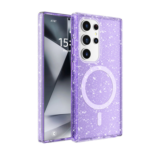 Galaxy S25 Ultra Case M-safe Charging Feature Shining Glitter Transparent Colorful Zore Allstar Cover Purple