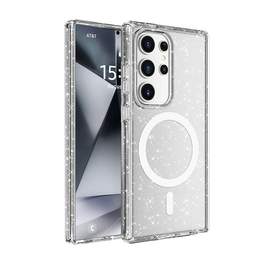 Galaxy S25 Ultra Case M-safe Charging Feature Shining Glitter Transparent Colorful Zore Allstar Cover Transparent