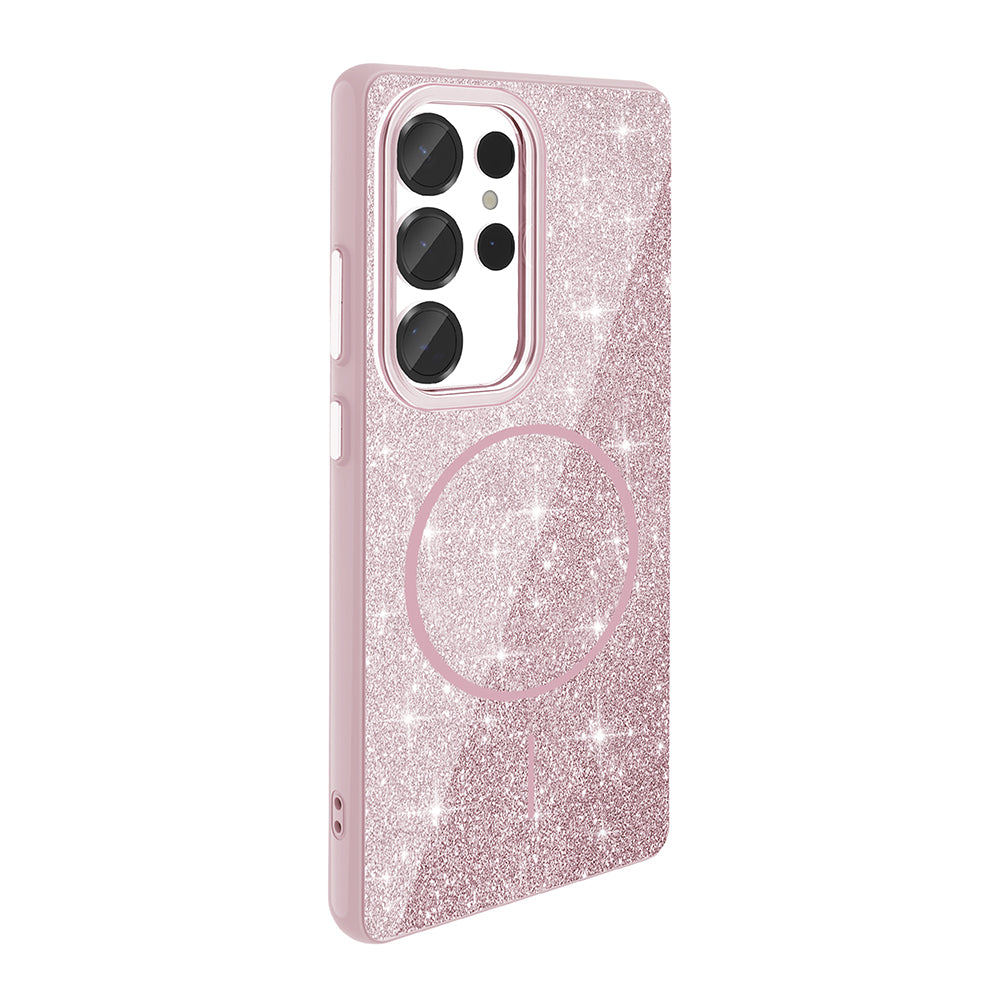 Galaxy S25 Ultra Case M-safe Charging Feature Shining Glitter Zore Oxo Cover Pink