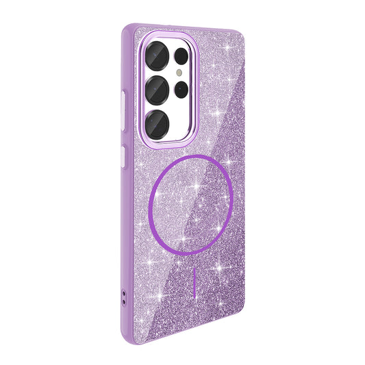 Galaxy S25 Ultra Case M-safe Charging Feature Shining Glitter Zore Oxo Cover Deep Purple
