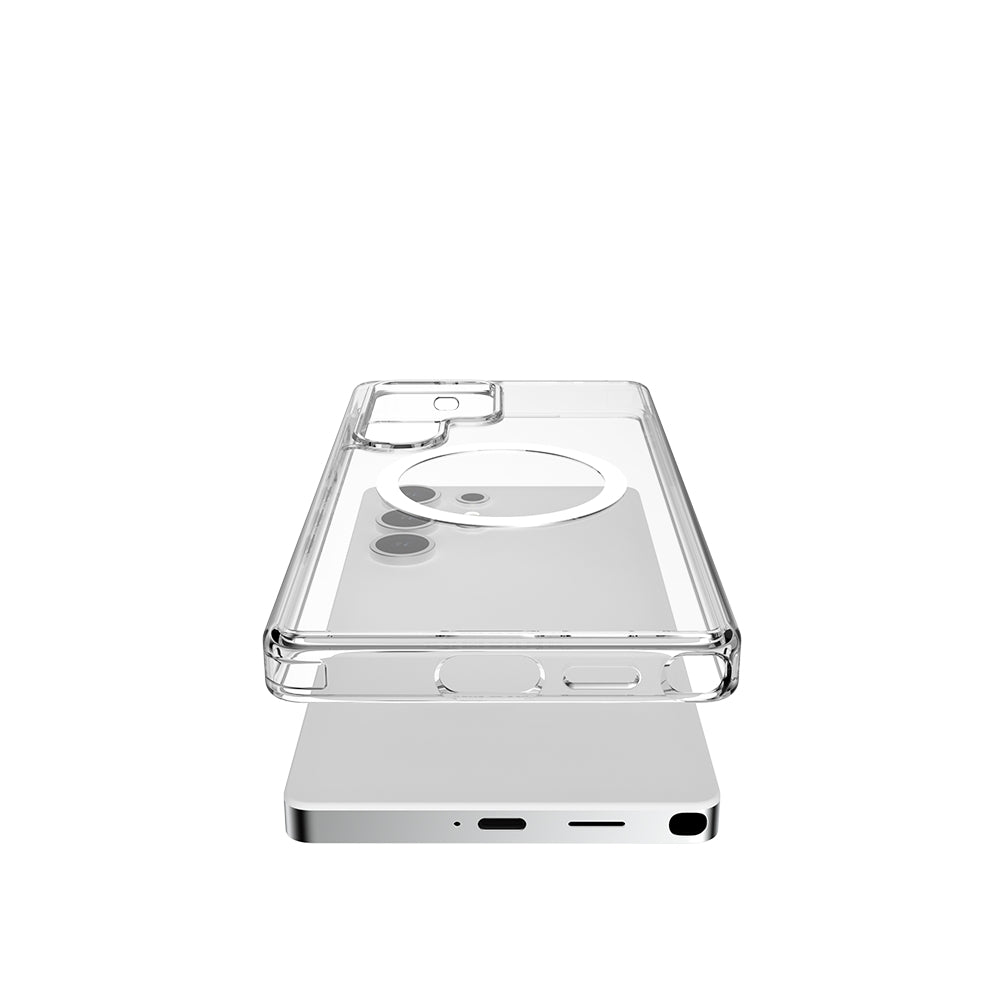 Galaxy S25 Ultra Kılıf M-safe Şarj Özellikli Raptic Crystal M-safe Serisi Şeffaf Kapak Şeffaf