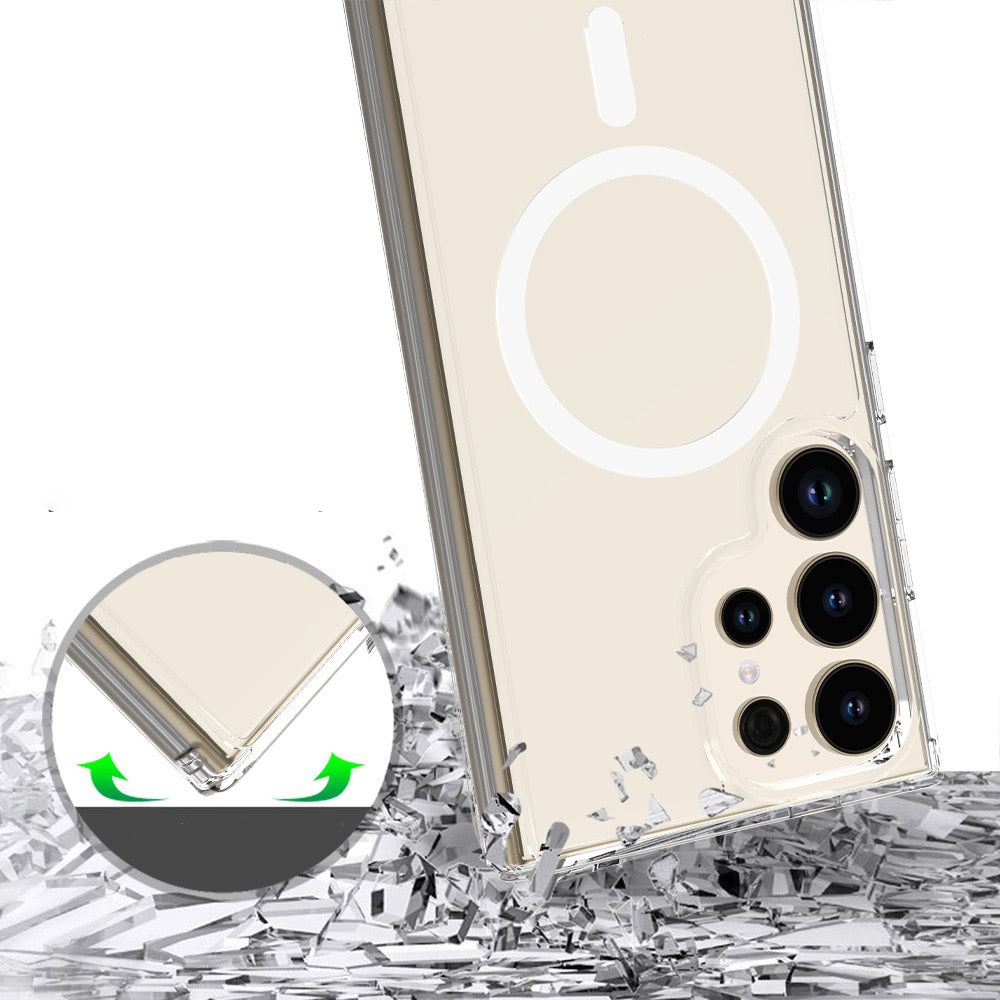 Galaxy S25 Ultra Case M-safe Charging Transparent Hard PC Zore Embos Cover Transparent