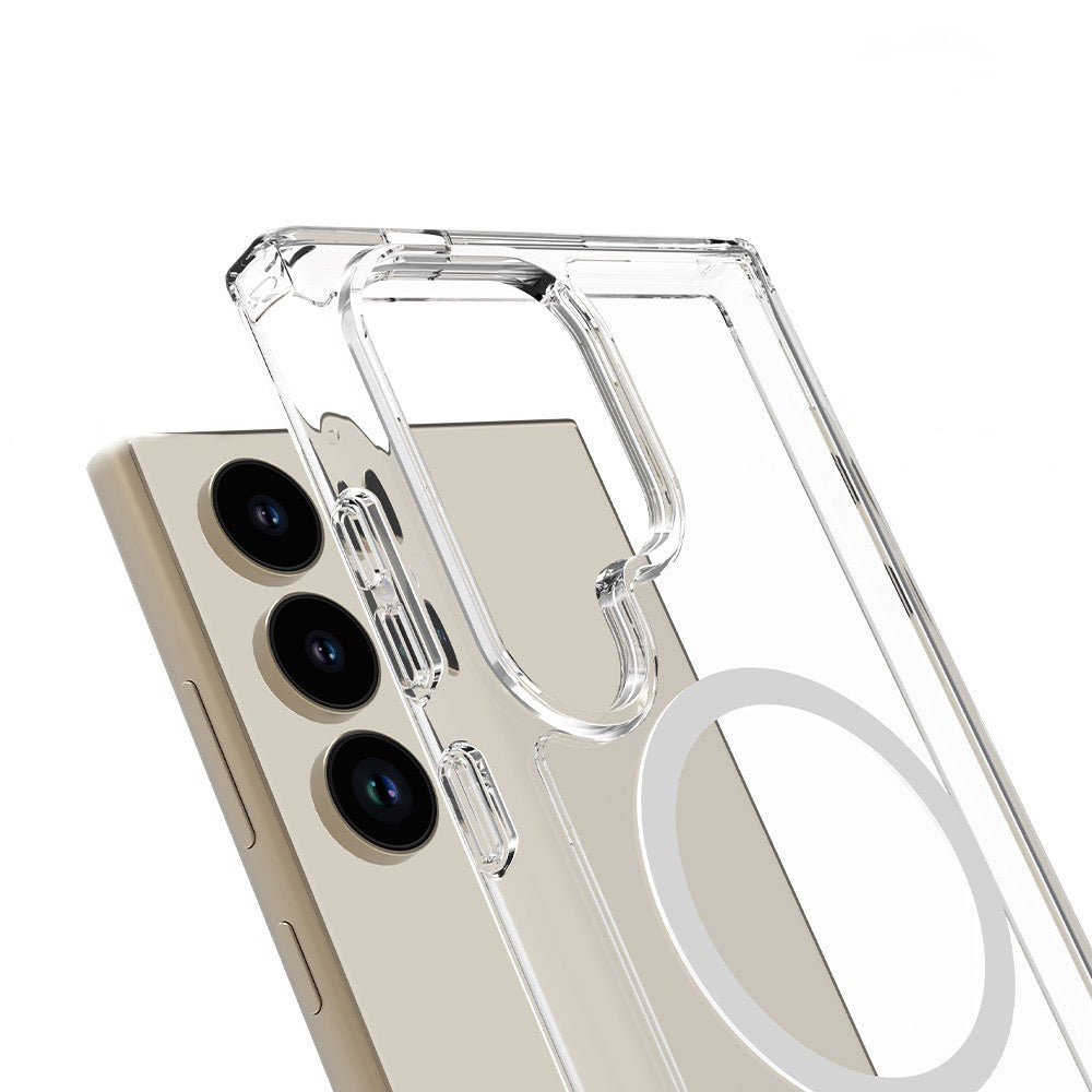 Galaxy S25 Ultra Case M-safe Charging Transparent Hard PC Zore Embos Cover Transparent