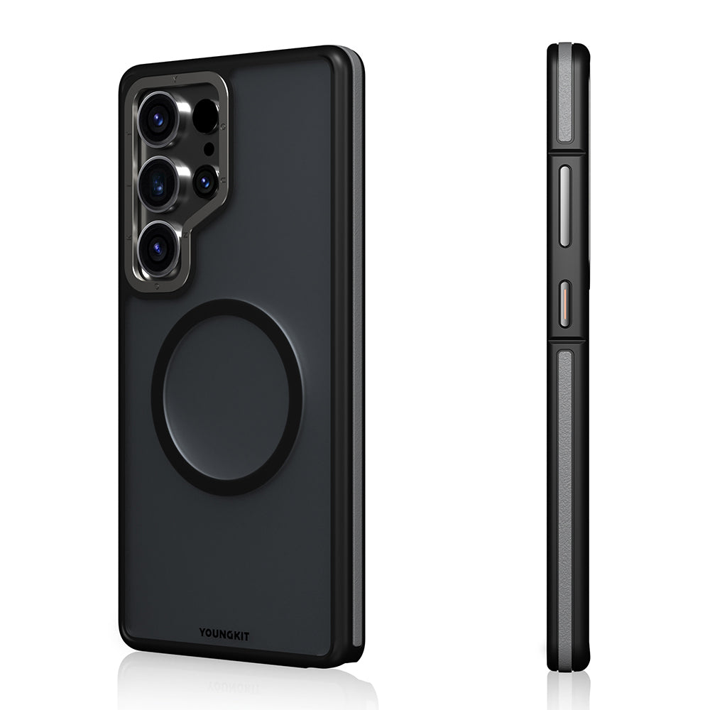 Galaxy S25 Ultra Kılıf M-safe Şarj Özellikli Youngkit Rock Sand Serisi Kapak Siyah
