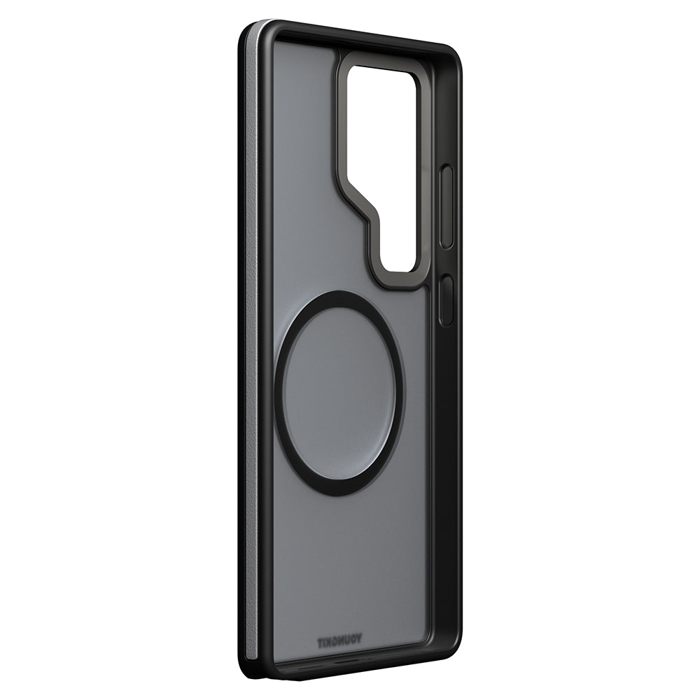Galaxy S25 Ultra Kılıf M-safe Şarj Özellikli Youngkit Rock Sand Serisi Kapak Siyah