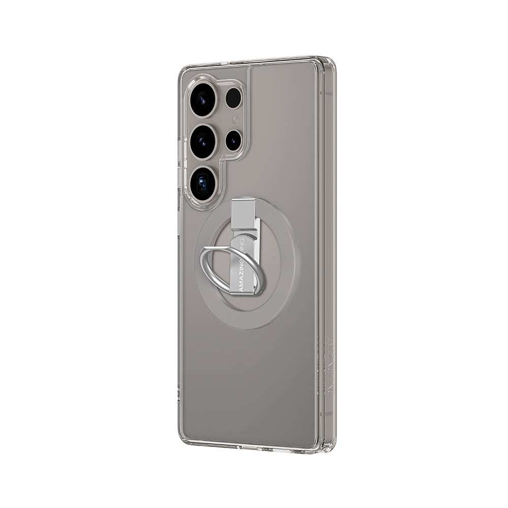 Galaxy S25 Ultra Kılıf M-safe Şarj Özellikli Yüzük Standlı Amazingthing Minimal Grip Serisi Kapak Gri