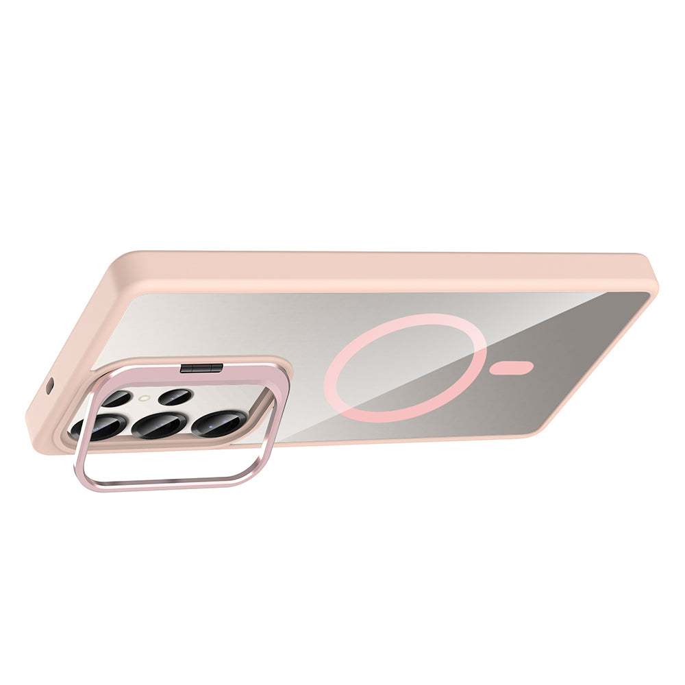 Galaxy S25 Ultra Case with Stand and Camera Lens Gift, M-Safe Charging Feature, Zore Etro Cover, Deep Purple