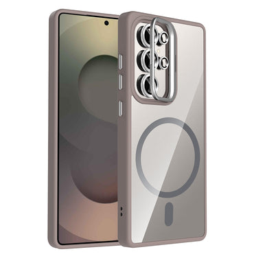 Galaxy S25 Ultra Case with Stand and Camera Lens Gift, M-Safe Charging Feature, Zore Etro Cover Gray