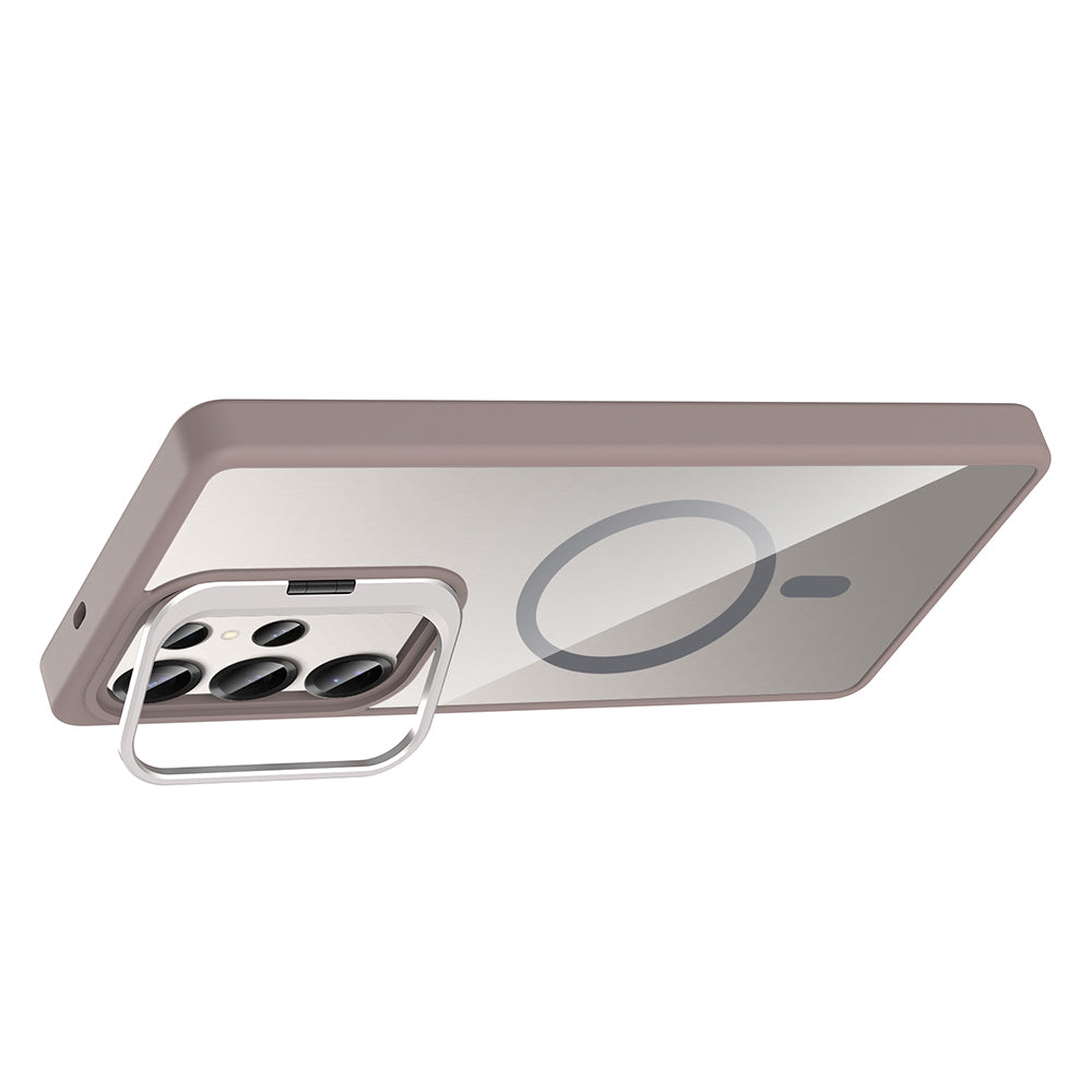 Galaxy S25 Ultra Case with Stand and Camera Lens Gift, M-Safe Charging Feature, Zore Etro Cover Gray