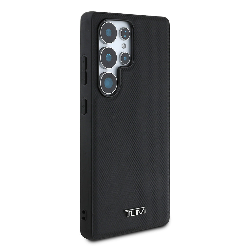 Galaxy S25 Ultra Kılıf TUMI M-safe Şarj Özellikli Deri Noktalı Dizayn Kapak Siyah