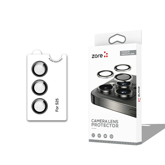 Galaxy S25 Zore CL-12 Premium Sapphire Anti-Fingerprint Anti-Reflective Camera Lens Protector Black