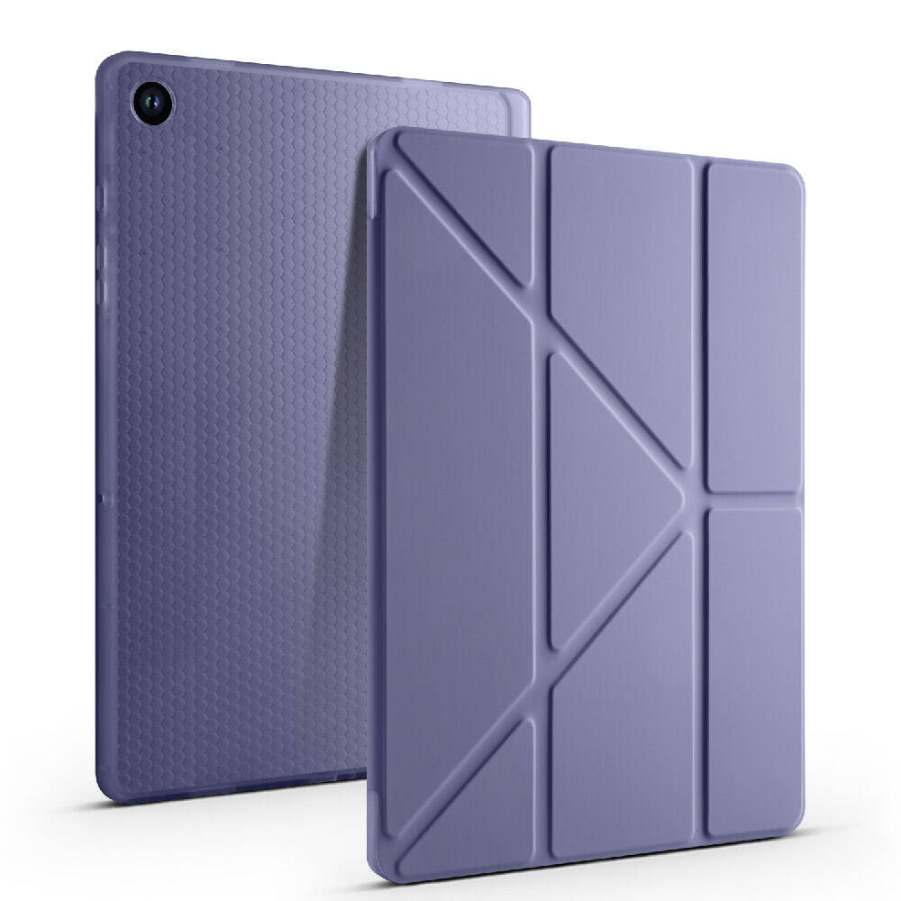 Galaxy Tab A9 Plus Case Zore Tri Folding Stand Case with Pen Compartment Lilac