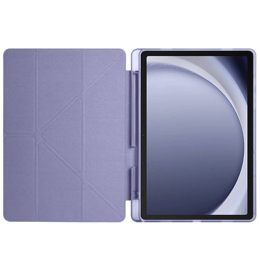 Galaxy Tab A9 Plus Case Zore Tri Folding Stand Case with Pen Compartment Lilac