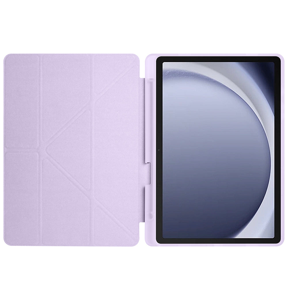 Galaxy Tab A9 Plus Case Zore Tri Folding Stand Case with Pen Compartment Lilac