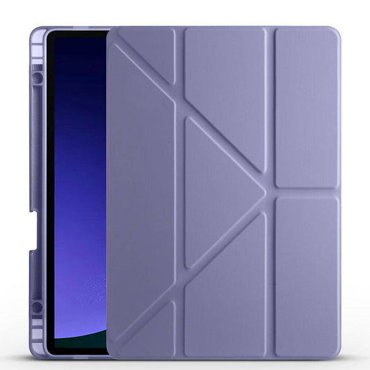 Galaxy Tab S10 FE Case Zore Tri Folding Stand Case with Pen Compartment Purple