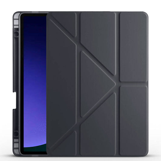 Galaxy Tab S10 FE Case Zore Tri Folding Stand Case with Pen Compartment Black